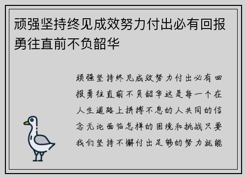 顽强坚持终见成效努力付出必有回报勇往直前不负韶华 顽强坚持终见成效努力付出必有回报勇往直前不负韶华